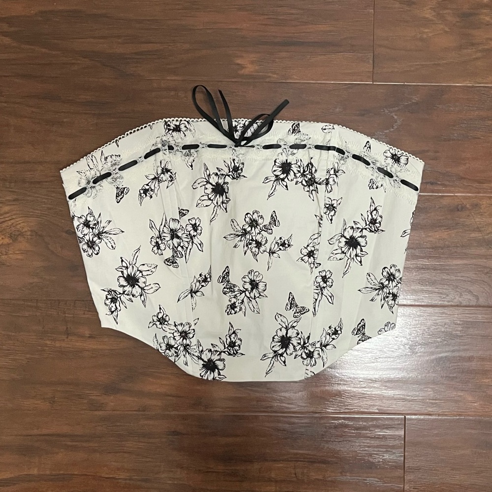 PacSun Black and White Floral Corset Top